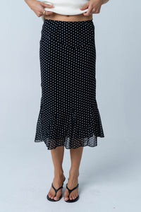 Gigi Polka Dot Midi Skirt in Black - FINAL SALE