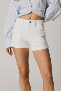 Maggie Utility Shorts in White - FINAL SALE