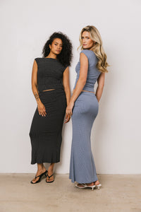 Norah Polka Dot Maxi Skirt in Blue - FINAL SALE