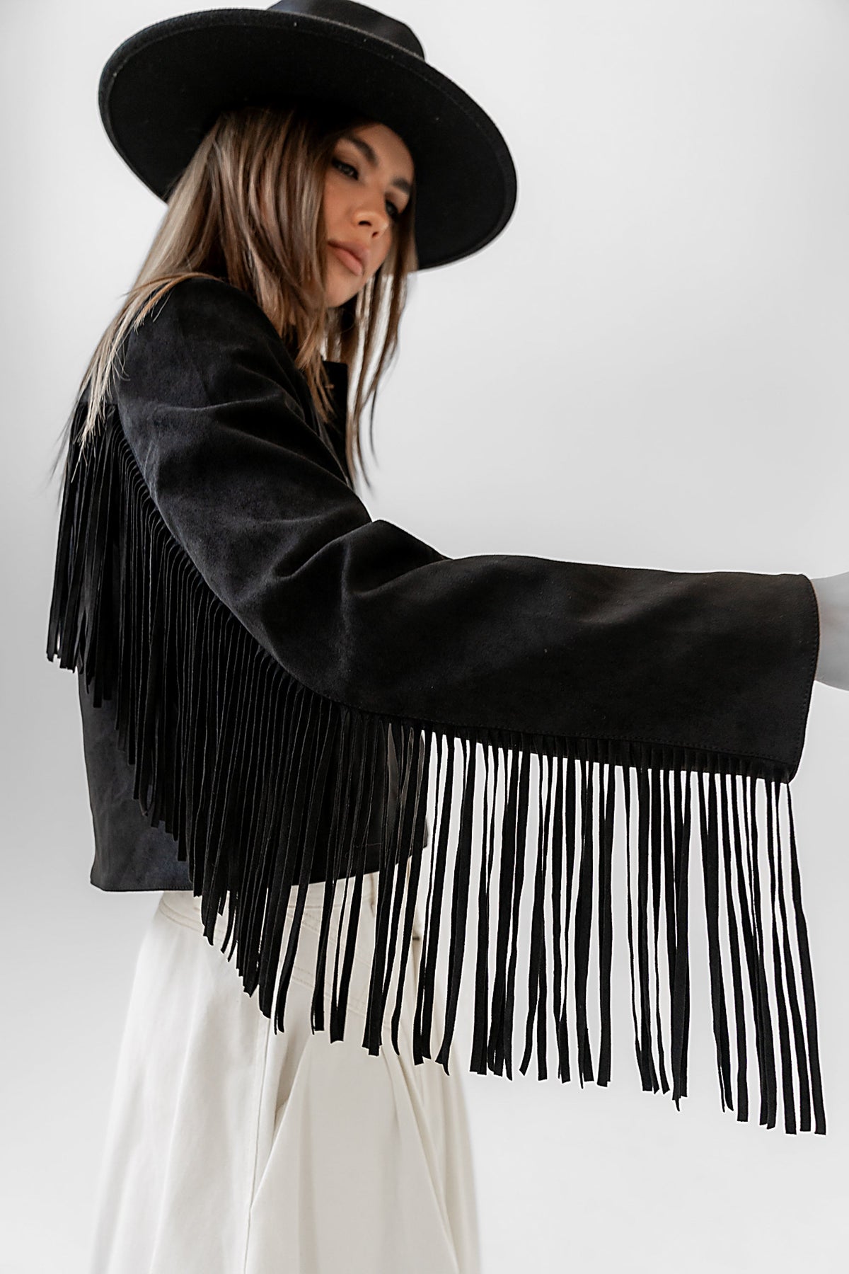 Bridget Fringe Jacket in Black - FINAL SALE