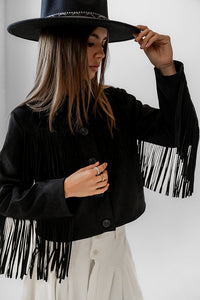 Bridget Fringe Jacket in Black - FINAL SALE