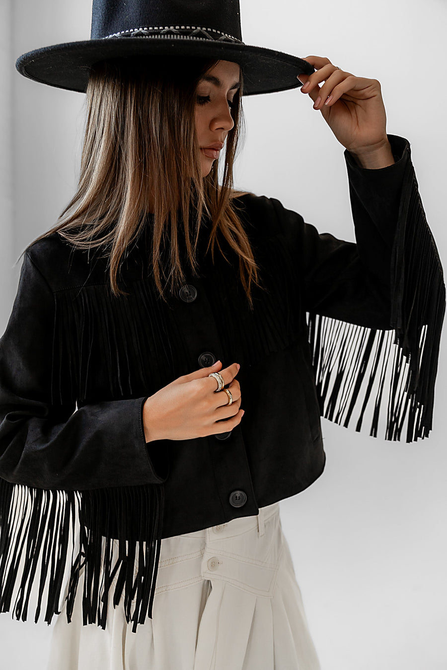 Bridget Fringe Jacket in Black - FINAL SALE