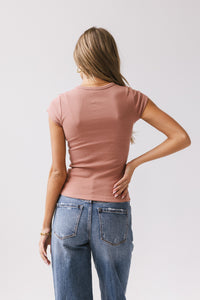 Vestia Button Up Tee in Marsala - FINAL SALE