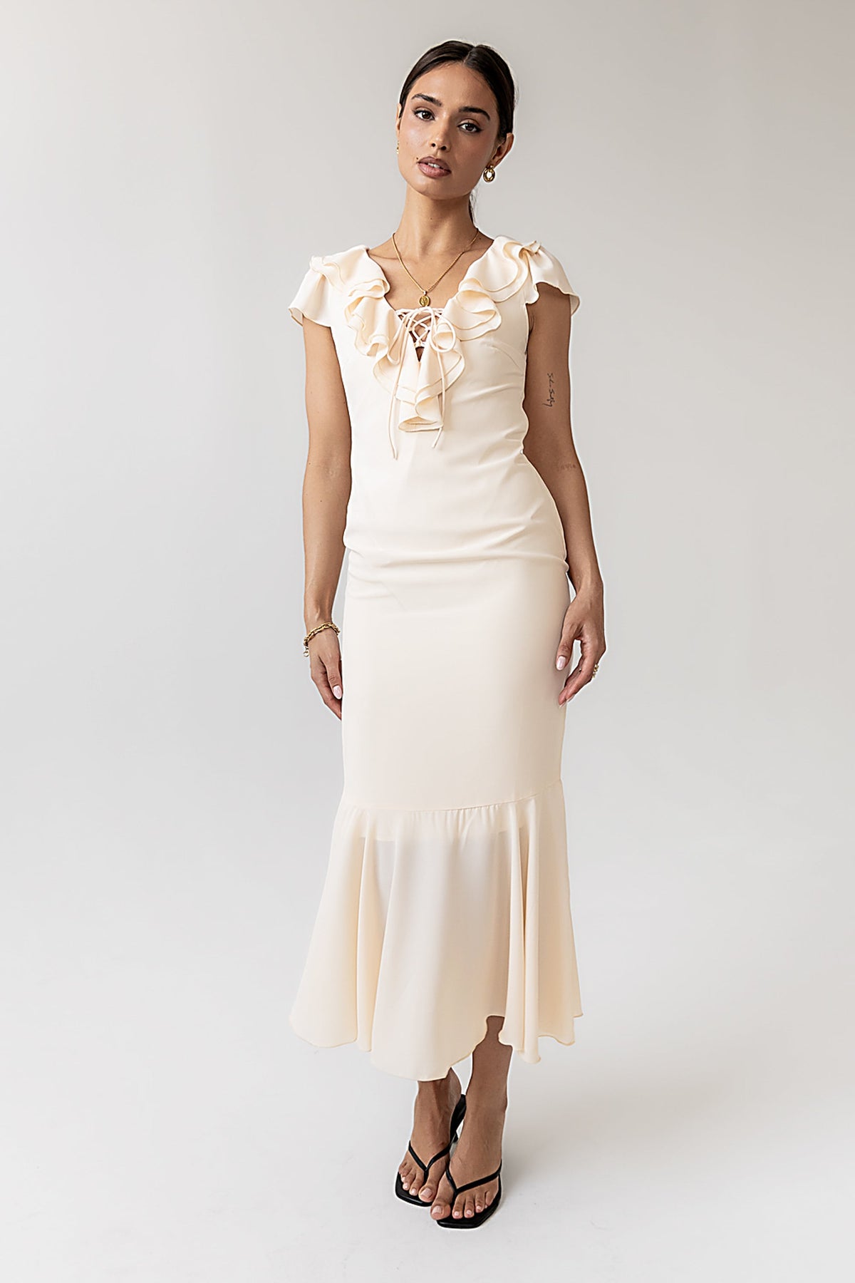 Reese Ruffle Maxi Dress in Ivory - FINAL SALE