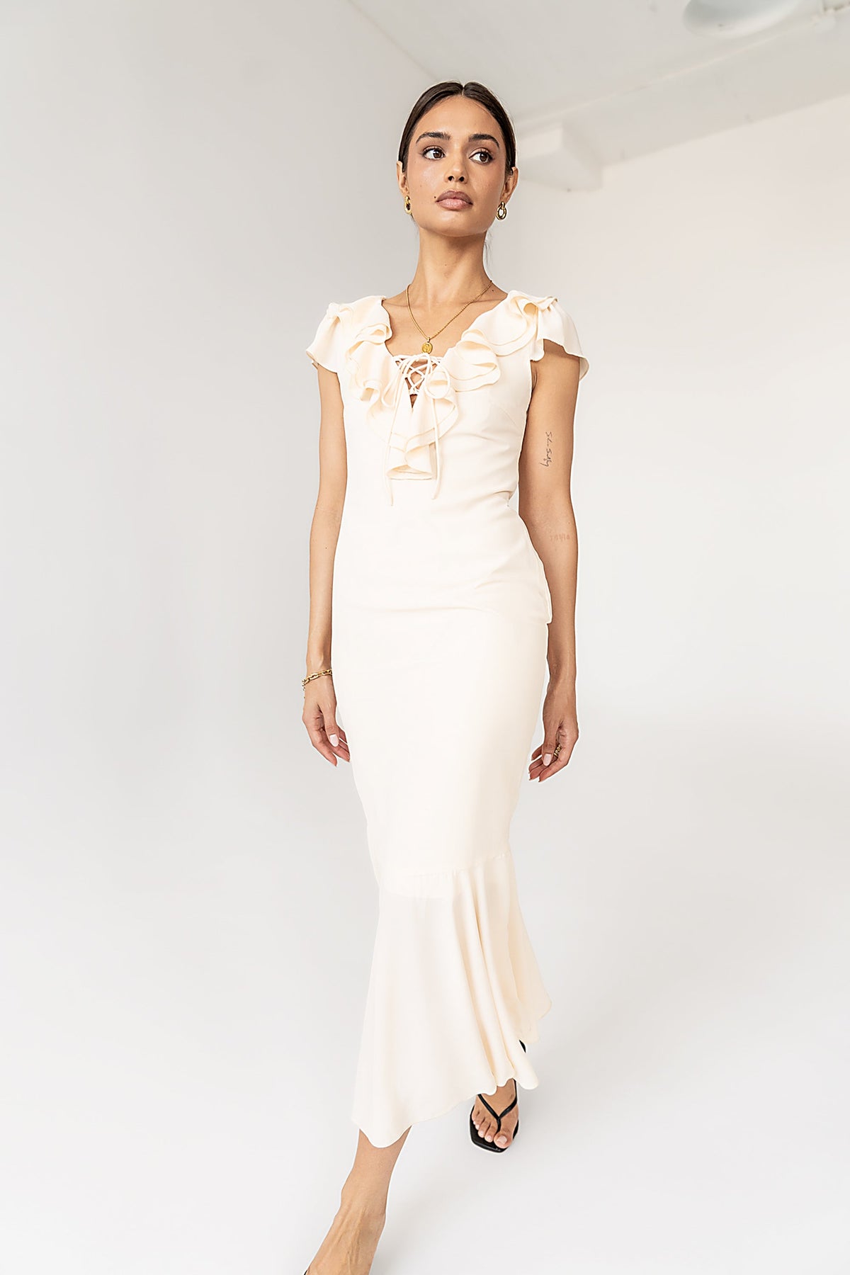 Reese Ruffle Maxi Dress in Ivory - FINAL SALE