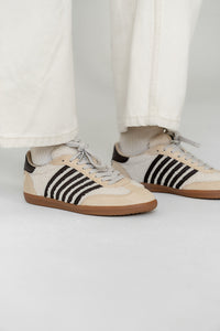 Stevie Striped Sneaker in Beige Shearling - FINAL SALE