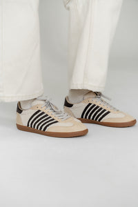 Stevie Striped Sneaker in Beige Shearling - FINAL SALE