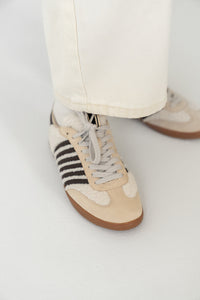 Stevie Striped Sneaker in Beige Shearling - FINAL SALE
