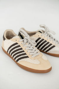 Stevie Striped Sneaker in Beige Shearling - FINAL SALE