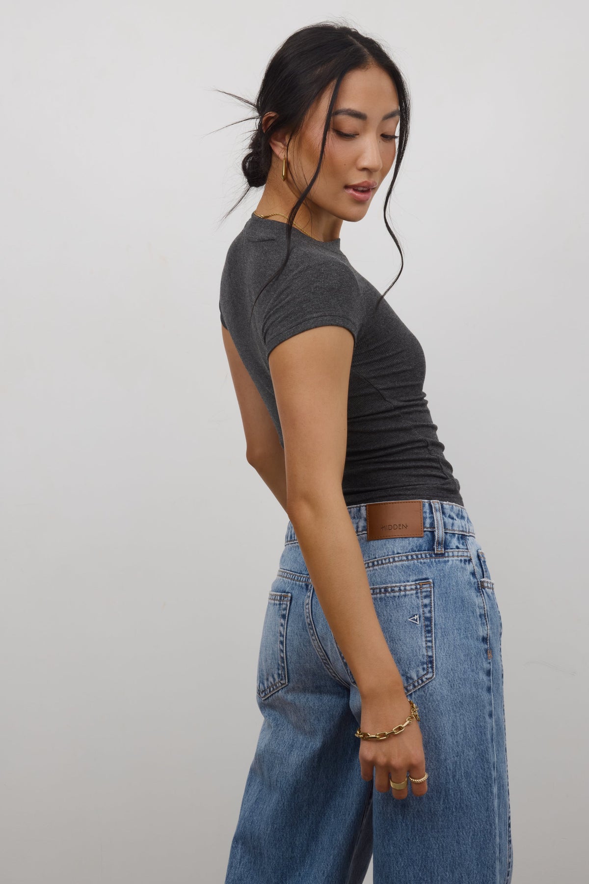 Asher Ribbed Top in Charcoal - FINAL SALE