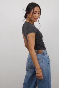 Asher Ribbed Top in Charcoal - FINAL SALE
