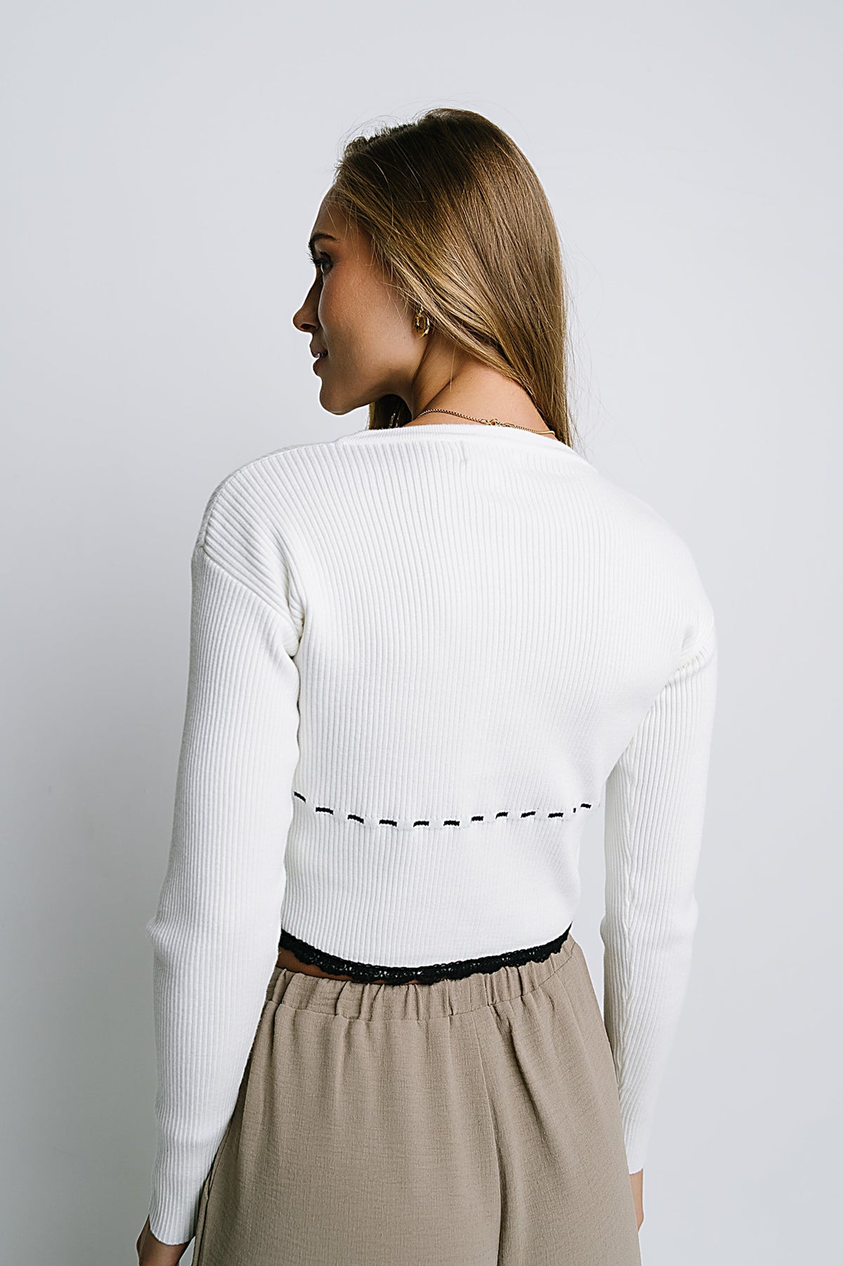 Irene Ribbed Sweater in Cream - FINAL SALE