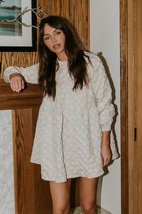 Liam Floral Mini Dress in Oatmeal - FINAL SALE