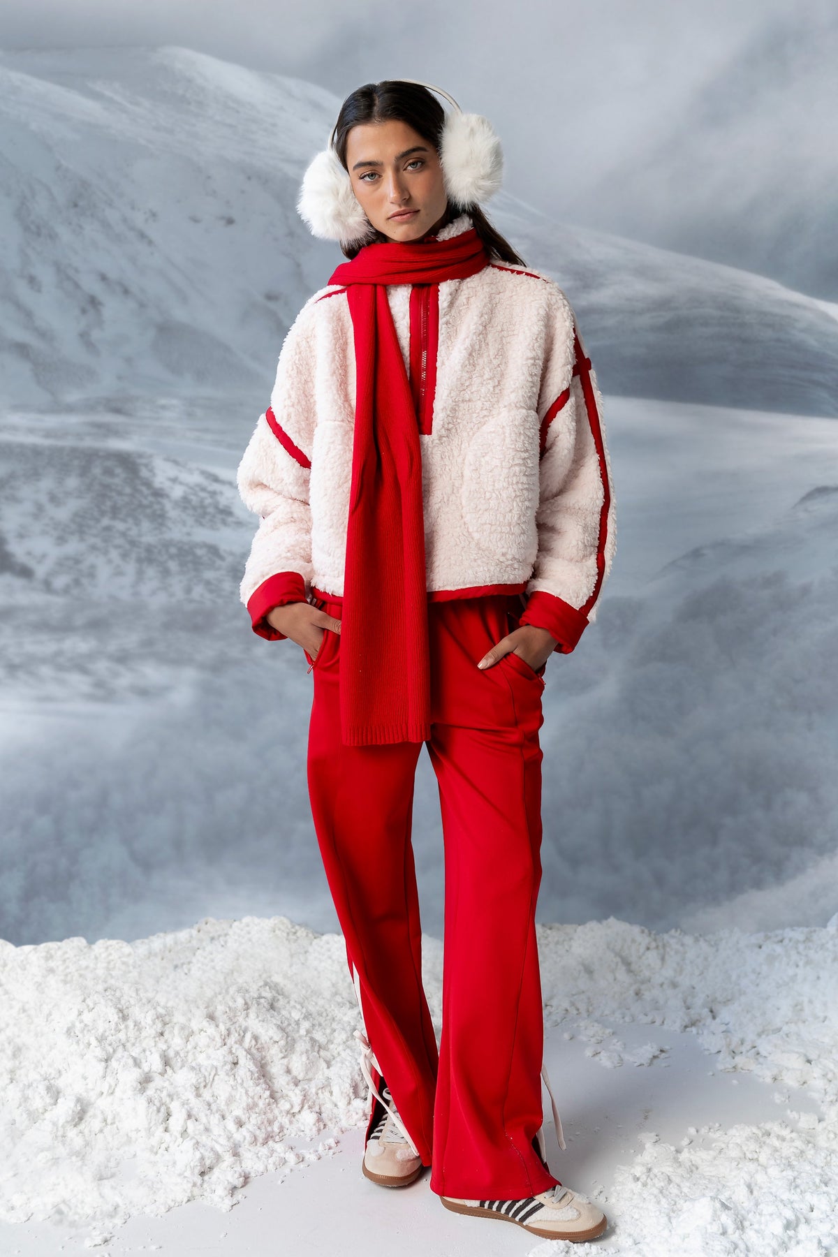 Lenny Sherpa Half Zip in Pink