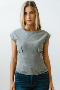 Tam Pleated Top in Grey
