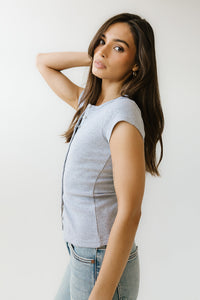 Vestia Button Up Tee in Grey