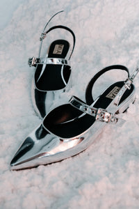 Aire Slingback Flats in Silver - FINAL SALE