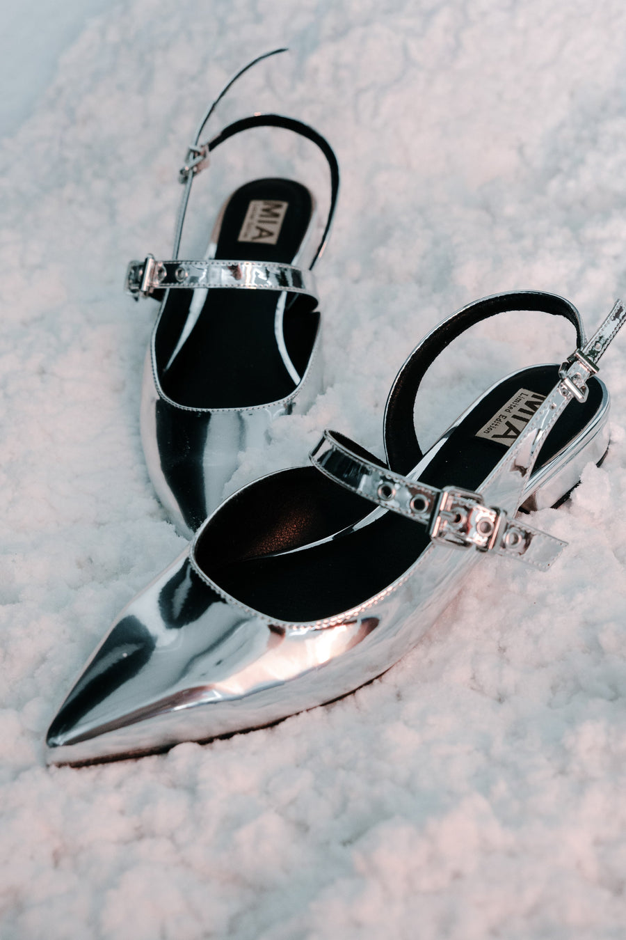 Aire Slingback Flats in Silver - FINAL SALE