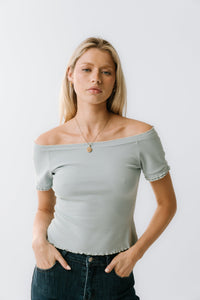 Hannah Lettuce Edge Top in Blue - FINAL SALE