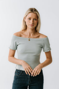 Hannah Lettuce Edge Top in Blue - FINAL SALE