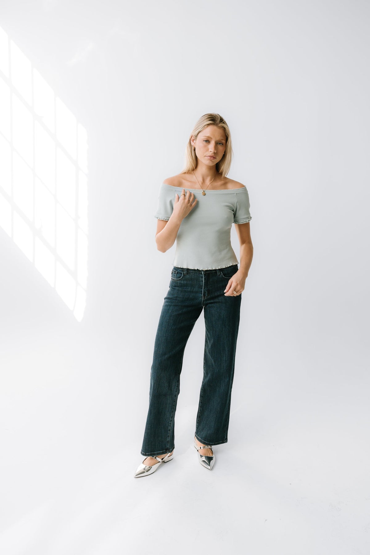 Hannah Lettuce Edge Top in Blue - FINAL SALE