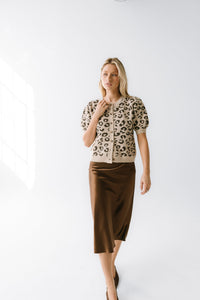 Juniper Satin Midi Skirt in Brown - FINAL SALE
