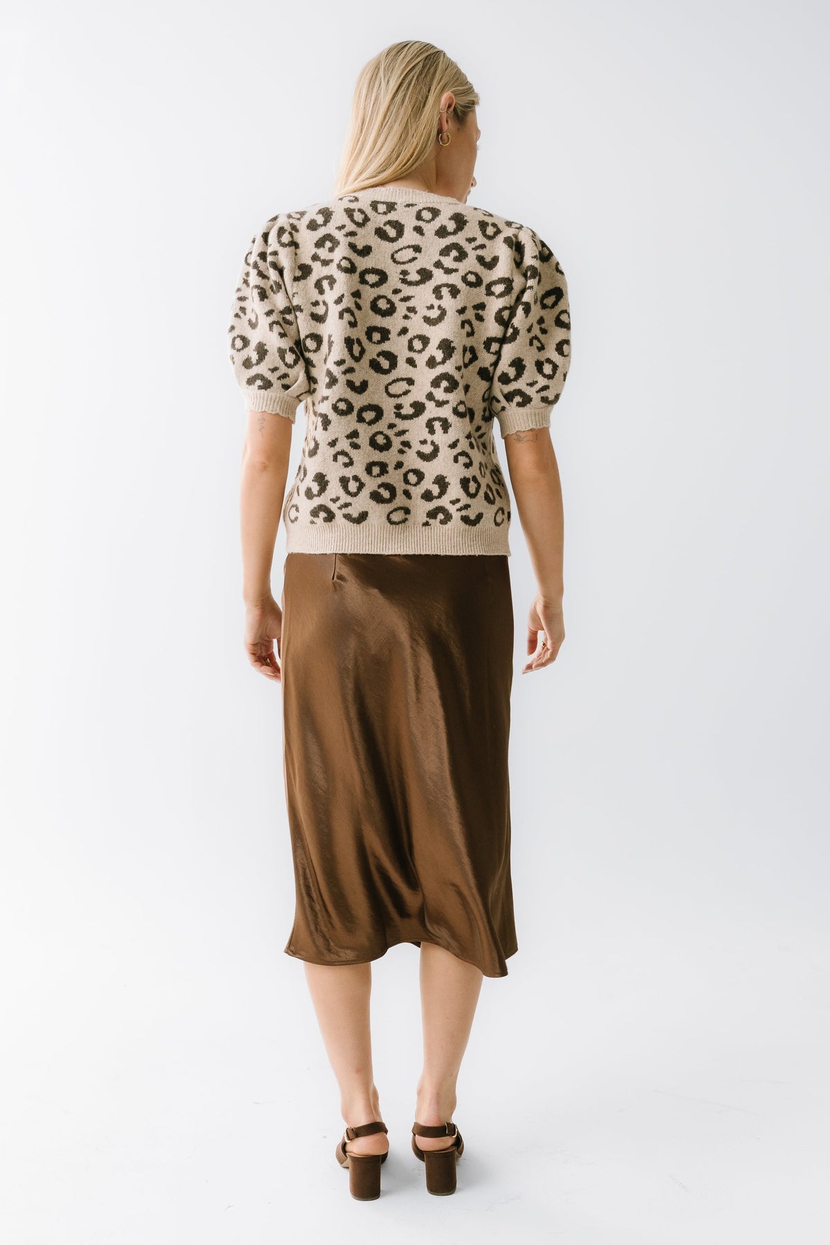 Juniper Satin Midi Skirt in Brown - FINAL SALE
