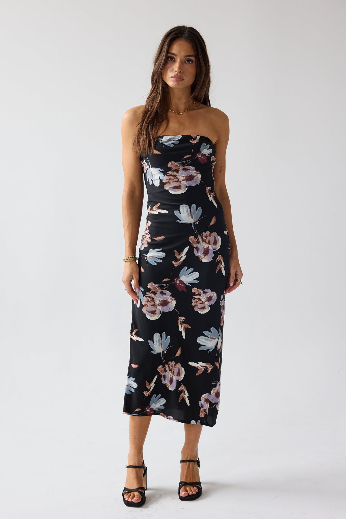 Kendall Strapless Midi Dress in Black - FINAL SALE