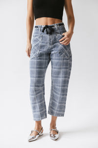 Judy Plaid Barrel Jeans - FINAL SALE