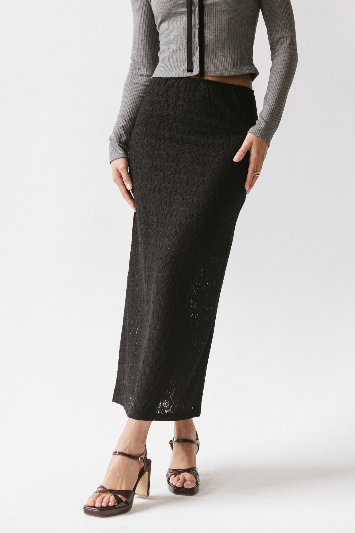 Jozette Lace Midi Skirt in Black - FINAL SALE