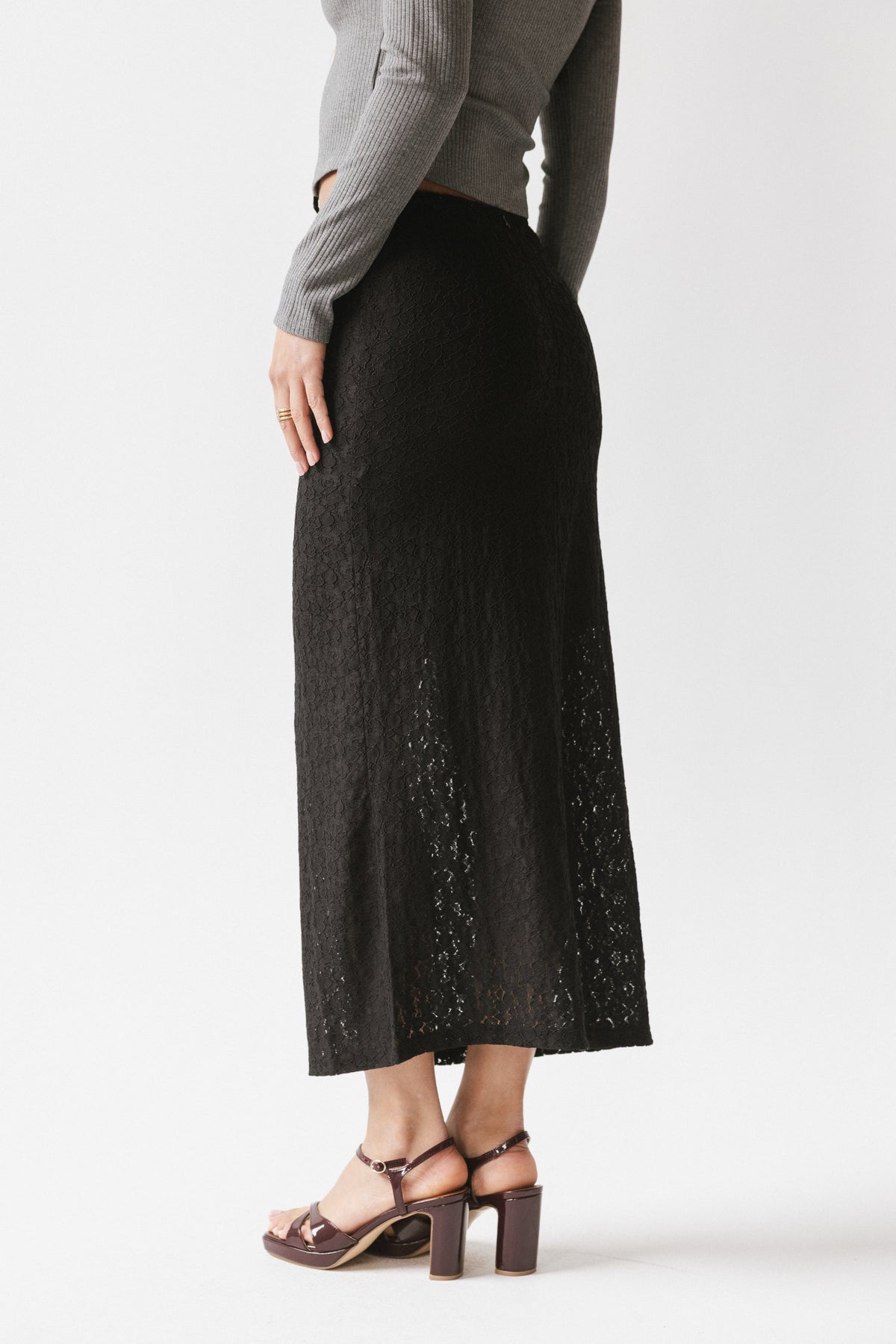 Jozette Lace Midi Skirt in Black - FINAL SALE