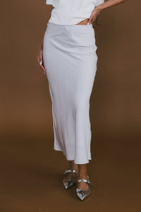 Tory Satin Maxi Skirt in Silver - FINAL SALE