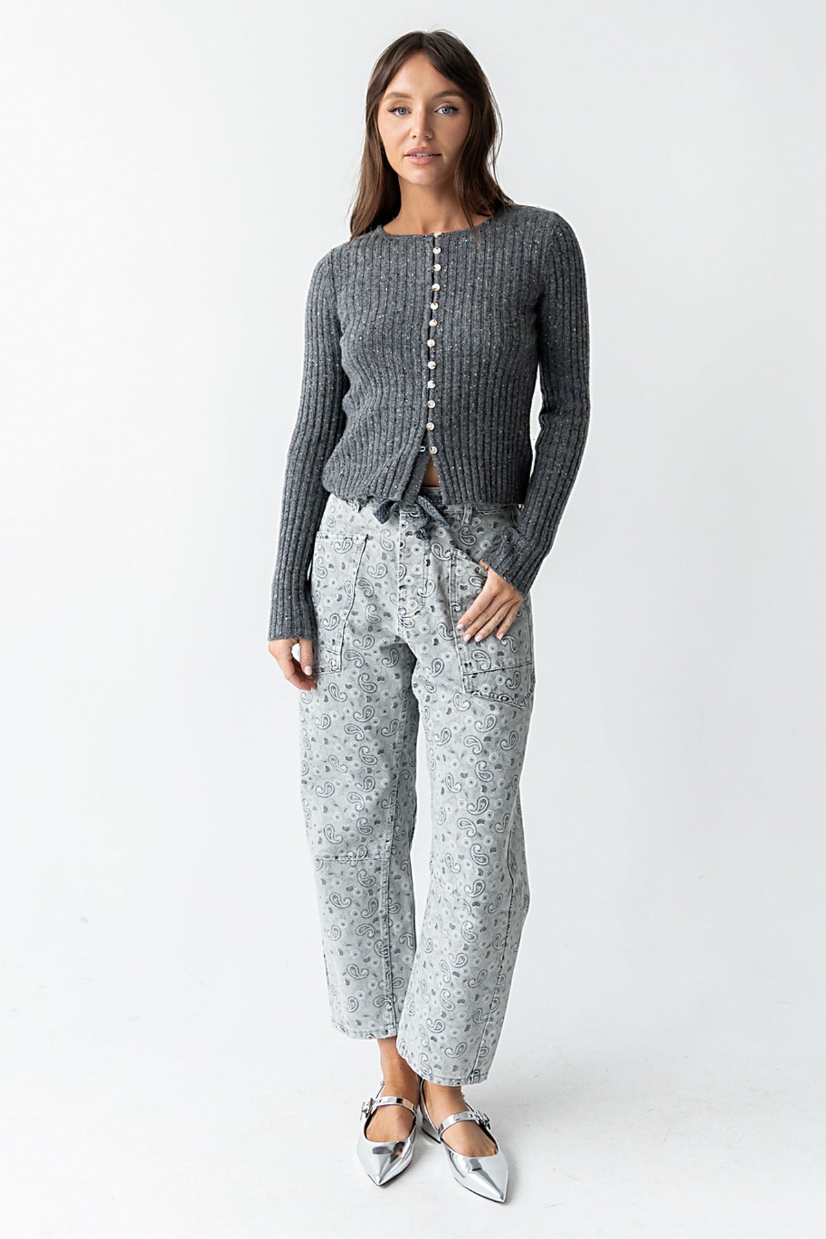Paisley Printed Barrel Jeans - FINAL SALE