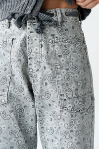 Paisley Printed Barrel Jeans - FINAL SALE