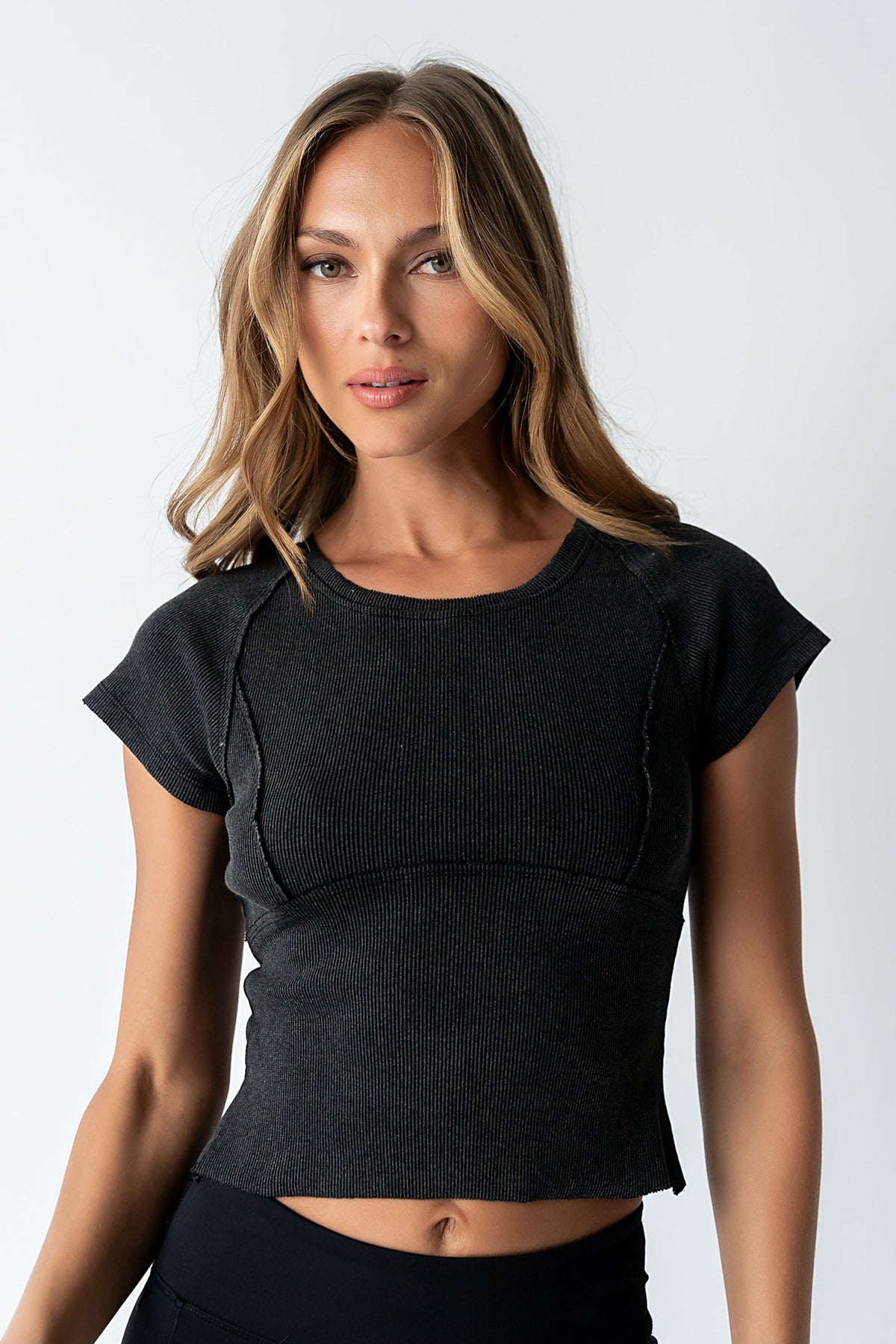 Millie Reverse Seam Top in Black - FINAL SALE