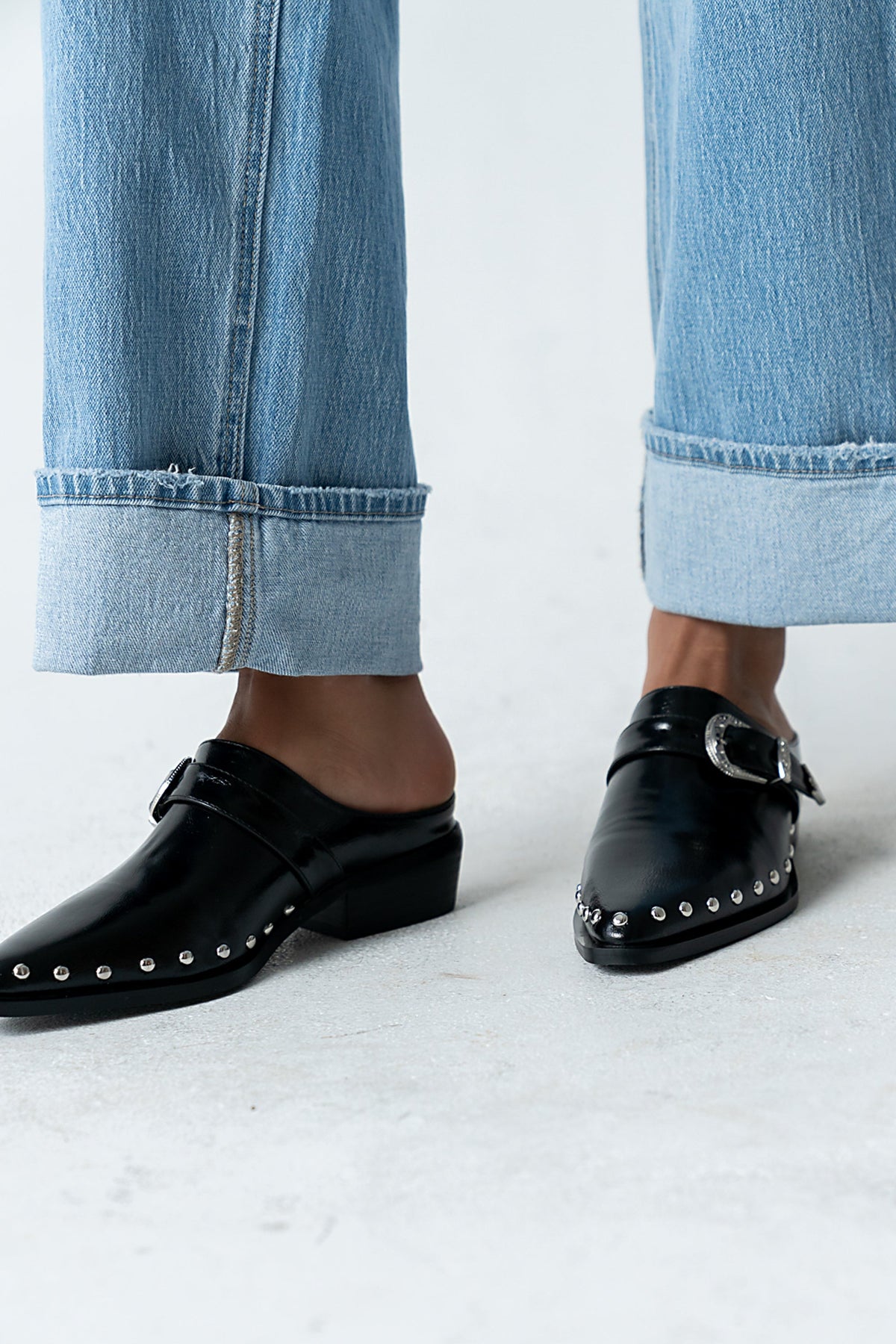 Tessa Western Mule in Black