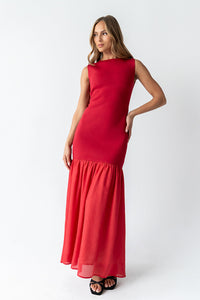 Lindsey Mermaid Maxi Dress in Red - FINAL SALE