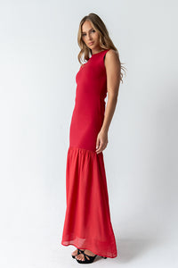 Lindsey Mermaid Maxi Dress in Red - FINAL SALE
