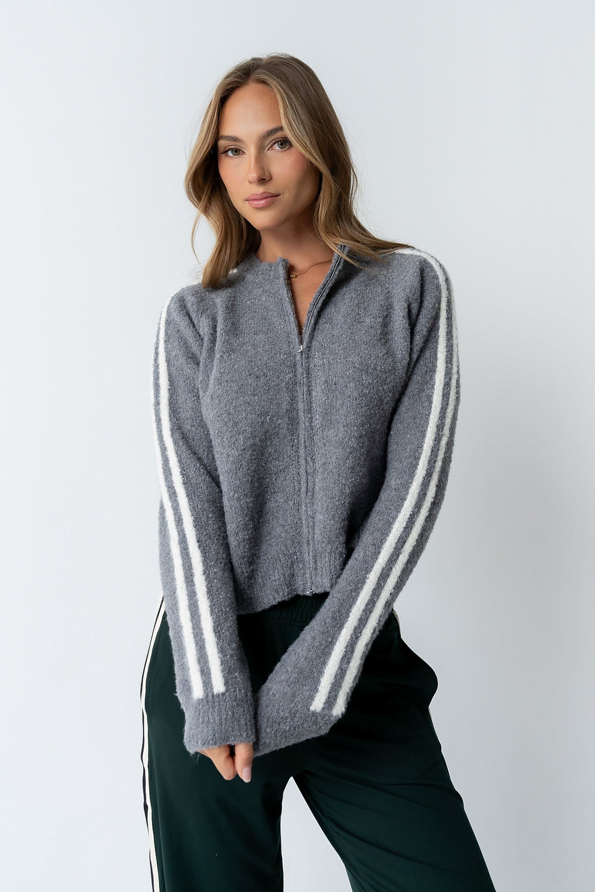 Joshua Striped Jacket in Heather Grey - FINAL SALE