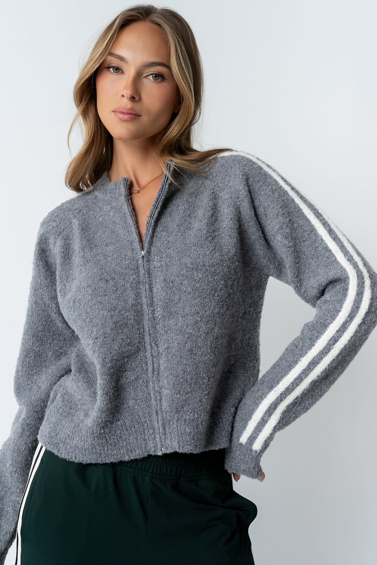 Joshua Striped Jacket in Heather Grey - FINAL SALE