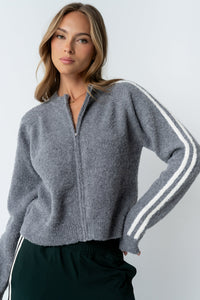 Joshua Striped Jacket in Heather Grey - FINAL SALE