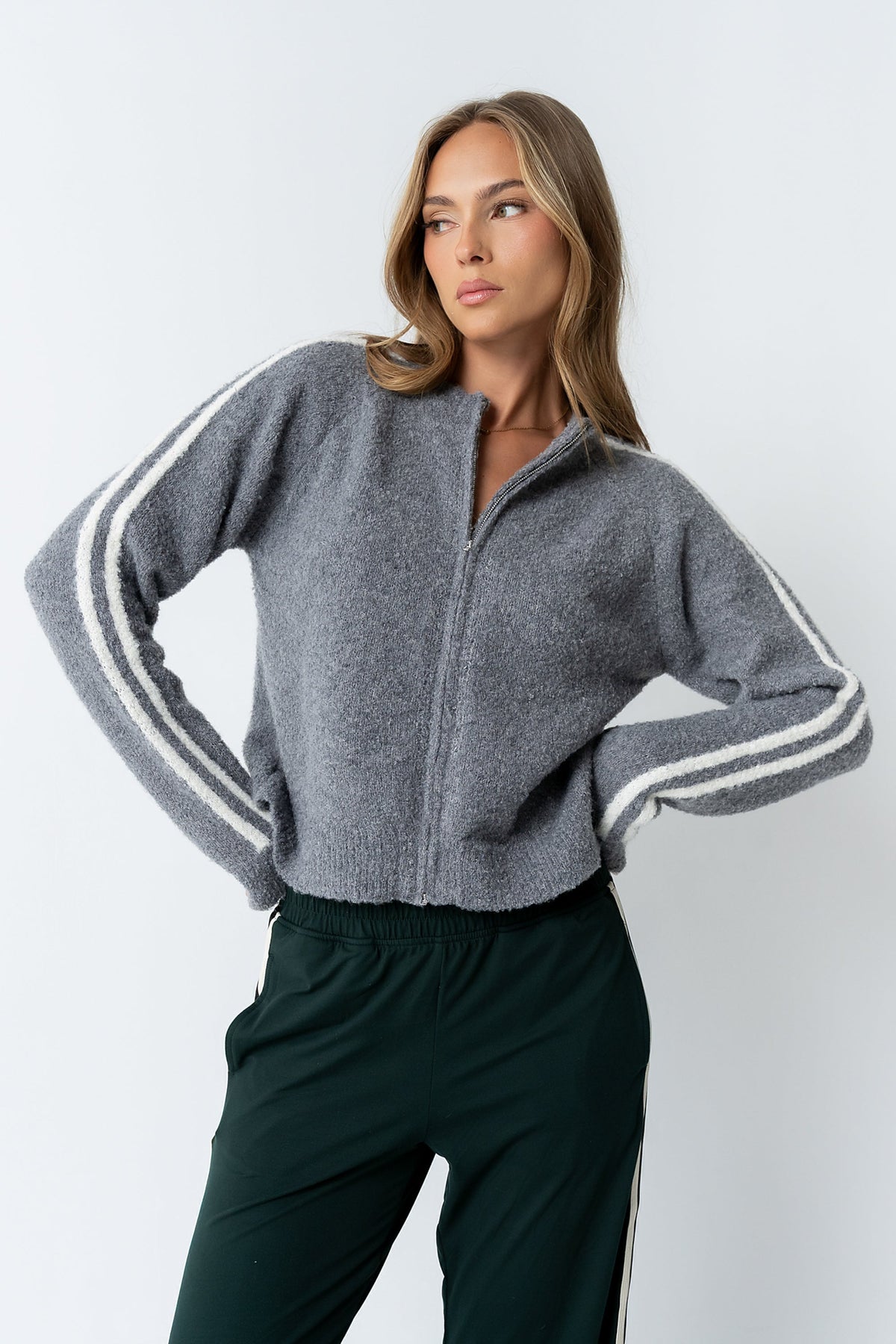 Joshua Striped Jacket in Heather Grey - FINAL SALE