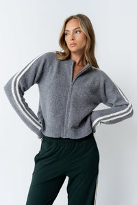 Joshua Striped Jacket in Heather Grey - FINAL SALE