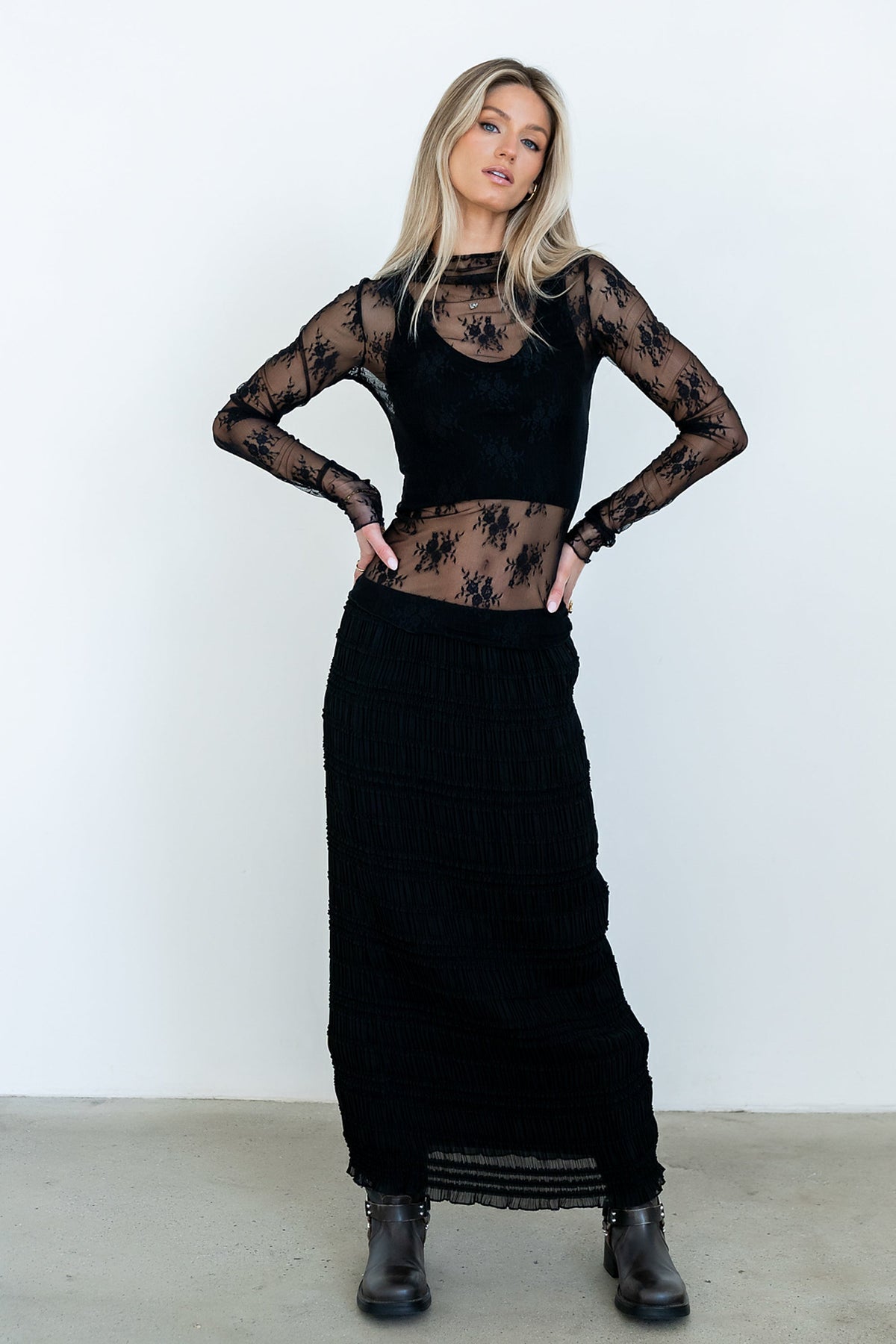 Marcus Chiffon Maxi Skirt in Black - FINAL SALE