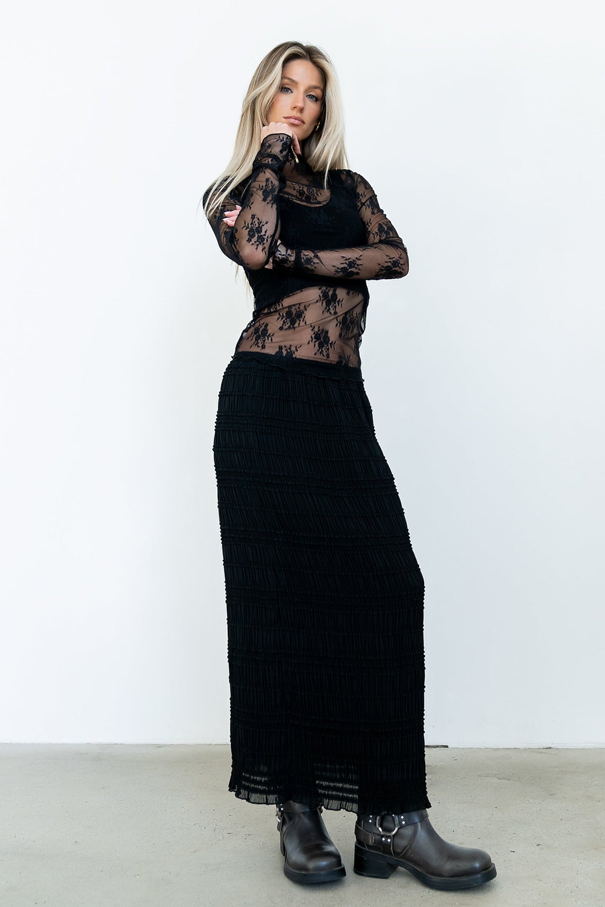 Marcus Chiffon Maxi Skirt in Black - FINAL SALE