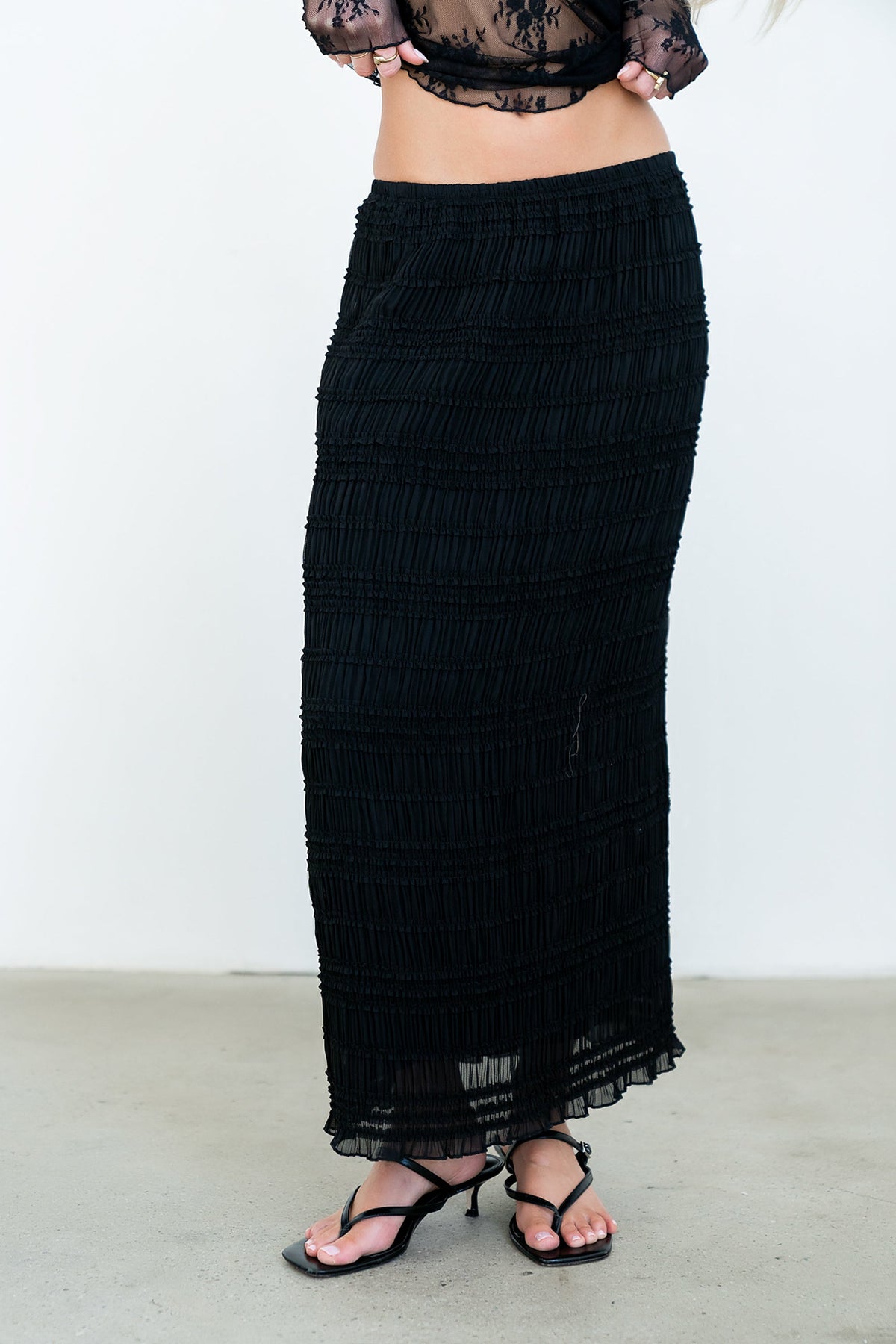 Marcus Chiffon Maxi Skirt in Black - FINAL SALE
