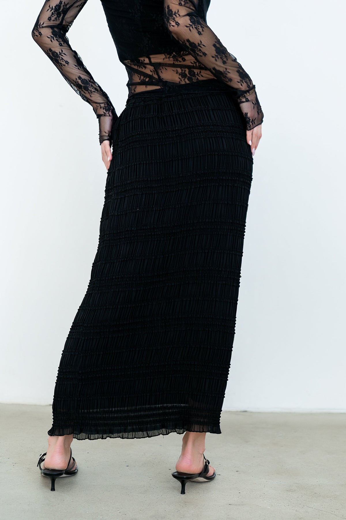 Marcus Chiffon Maxi Skirt in Black - FINAL SALE
