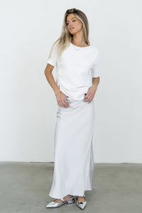Tory Satin Maxi Skirt in Silver - FINAL SALE