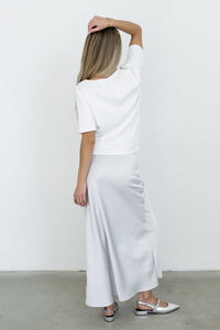 Tory Satin Maxi Skirt in Silver - FINAL SALE