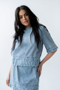 Jana Light Wash Denim Top - FINAL SALE